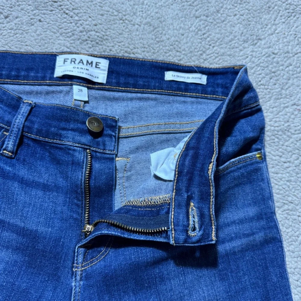 Frame Jeans Womens 28 Le Skinny de Jeanne Blue Loyola Mid Rise Stretch 26x28.5